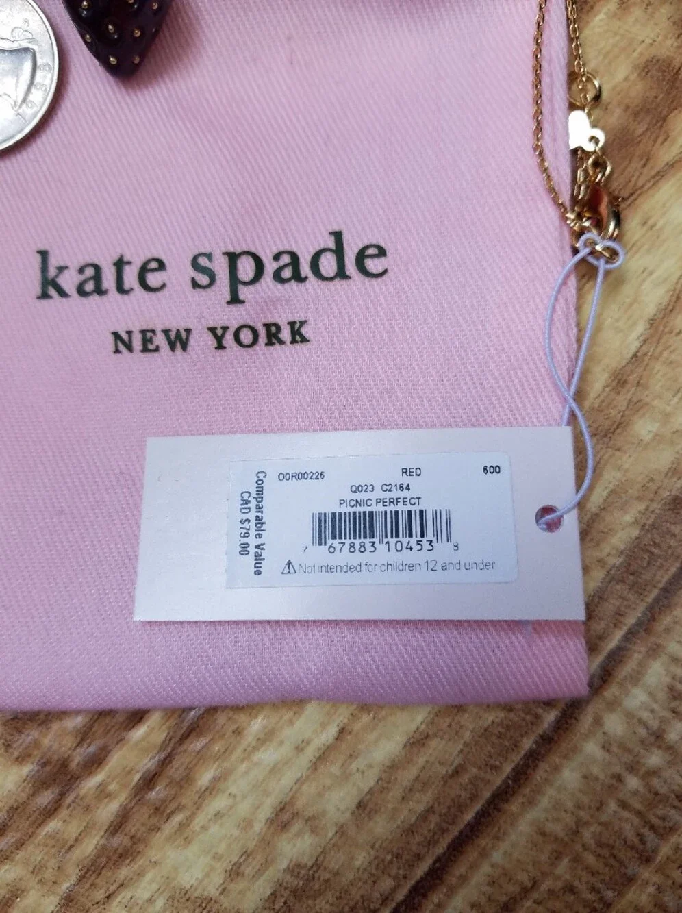 NWT Kate Spade Tutti Fruity Strawberry Mini Pendant Necklace New York Charm